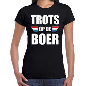 Boerenprotest shirt Trots op de boer t-shirt zwart dames - protest/actie voeren kleding/outfit M