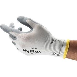 Ansell HyFlex 11-800 handschoen (12 paar) L/9 Ansell - Wit/grijs - Nitril/nylon - Gebreid manchet - EN 388:2016