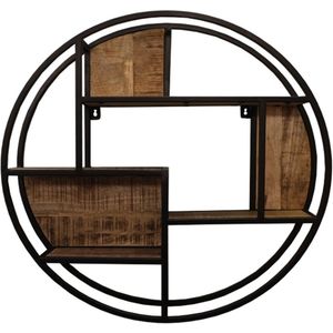 Professioneel wandrek Lausanne 95 cm rond. Mangohout met metalen randen.