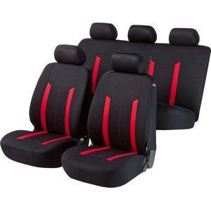 Goodivery ® Universele Auto Stoelhoezen Set met Voor- en Achterstoelen in Zwart en Rood