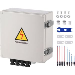 PV-verzamelbox, ABS kunststof, IP65-gecertificeerd, Met 10 A DC Zekeringen en Bliksembeveiliging, Voor Residentiële en Commerciële Zonne-installaties