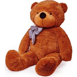 Lumaland - Reuze XXL Teddybeer - Pluche Knuffelbeer met Knopogen - 120 cm - Bruin