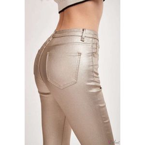 Broek Toxik3 met hoge taille skinny lederlook goud