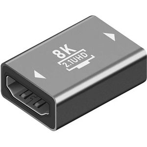 Ibley HDMI 2.1 koppelstuk grijs - Verlengstuk - HDMI Extender - 8K@60Hz - 4K@120Hz - HDR, ARC, 3D en surround sound - Aluminium