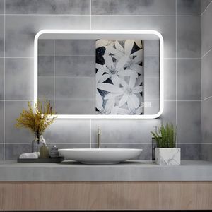 LED Badkamerspiegel 80x60 Cm - Dimbare Verlichting Met Touch - Condensvrij & Koel Wit Licht - Geschikt Voor Badkamer, Slaapkamer & WC