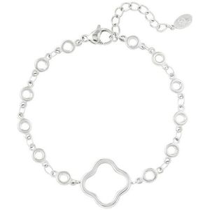 Armband rondjes met klaver - zilver kleur - Stainless Steel - bracelet - RVS - roestvrij staal - klaver - clover - gift - cadeau