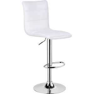 Luxe Barkurk - Industrial - Wit - Barkrukken set van 1 - Barstoel Kruk - Barstoelen met rugleuning - Keukenstoel - In hoogte verstelbaar - Kunstleer