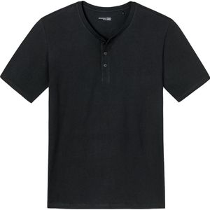 SCHIESSER Mix+Relax T-shirt - korte mouw O-hals met knoopjes - zwart - Maat: S