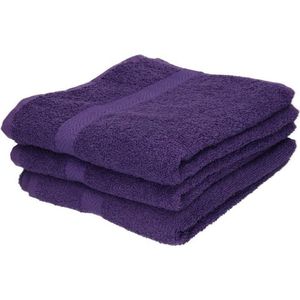 3x Luxe handdoeken paars 50 x 90 cm 550 grams - Badkamer textiel badhanddoeken