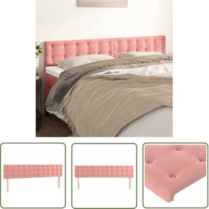 The Living Store Hoofdborden 2 st 90x5x78/88 cm fluweel roze - Hoofd Bord - Hoofdkussen - Tweepersoonsbed - Roze Meubilair - Velvet Bedhead