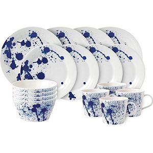 Royal Doulton Pacific Splash - Serviesset 4 Persoons - Porselein - Wit / Blauw - 16 delig