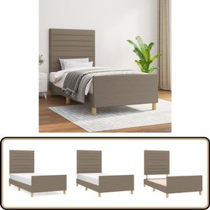 vidaXL Bedframe 80x200 cm - Taupe Stof, Modern Design Bed Frame - Bed - Tweepersoonsbed - Taupecouleur - Houten Bed