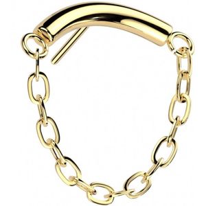 Piercing push in chain plain 1.2x8 goud