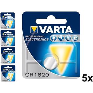 Varta CR1620 6620 70mAh 3V knoopcelbatterij - 5 Stuks