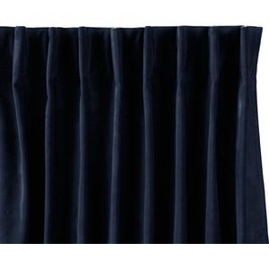 Lifa Living - Fluwelen Gordijn - 150 x 250 cm - Donker Blauw - Verduisterend - Wasbaar - Kreukherstellend - Kleurvast - 10 Ophanghaken- 1 Stuk