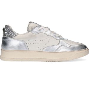 Sacha - Dames - Zilveren metallic sneakers met glitters - Maat 41