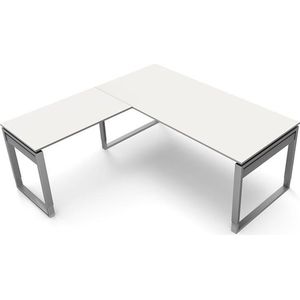 Hoekbureau Workspace 180cm wit hoogte verstelbaar