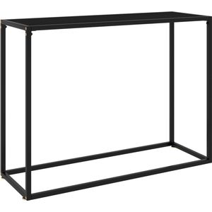 The Living Store Wandtafel Industrieel - 100 x 35 x 75 cm - Gehard glas en gepoedercoat staal