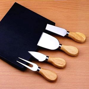 CHPN - Kaasmesjes - Kaasmessen - Kaasmessen set - 4 mesjes - RVS - Hout - Kaasplank - Kaasbestek - Cadeau - Kaasliefhebbers - Cadeau - Cheeseknife - In mooi doosje