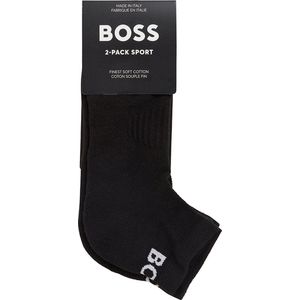 BOSS logo sportsokken (2-pack) - heren enkelsokken - zwart - Maat: 43-46