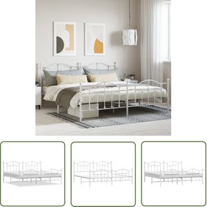 The Living Store Bedframe Classic - Metalen constructie - Metalen latten en poten - Extra opbergruimte - Functioneel hoofd- en voeteneinde - Wit - 207 x 206 x 97 cm - 200 x 200 cm matras - Montage vereist - The Living Store