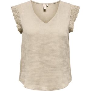 Only T-shirt Onlthyra Sl Mix Top Wvn 15292918 Oxford Tan Dames