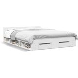 vidaXL - Bedframe - met - lades - bewerkt - hout - wit - 140x200 - cm