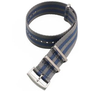 NATO Strap - Horlogebandje - Premium - Grijs / Blauw - 22 mm - Inclusief Watchtool - Bandjesbaas