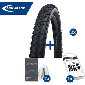 Fietsband - Schwalbe - Buiten- & binnenbanden (2x2 stuks) - Black Jack K-Guard & DV12 - 26 inch x 1 1/4 - 27.5 inch x 1.75 - 40 mm - Met plaksetje