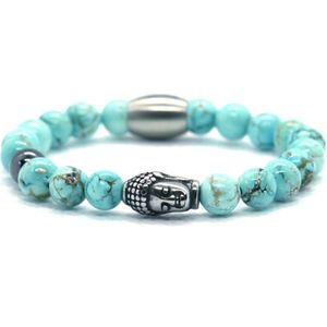 Kinderarmband turkoois 6mm- buddha RVS-Ibizamen KIDS
