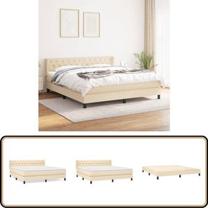 vidaXL Boxspring met matras creme 160x200 cm Boxspringbed - Boxspring - Creme Kleurig Bed - Tweepersoonsbed - Pocketveer Matras