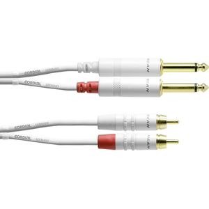 Cordial Cordial Audio Adapterkabel [2x Jackplug male 6,3 mm - 2x Cinch-stekker] 1.50 m Wit