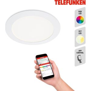 Telefunken VIRGO - inbouwarmatuur - 309406TF - slimme WiFi-app sturing - RGB-kleurwijzigingssturing - CCT-kleurtemperatuursturing - stembesturing mogelijk - IP23 - 25.000 uur - Ø17 x 2,4 cm