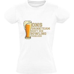 Bowling drinkteam Dames T-shirt | sport | bier | bowlen | zuipen | drank | kroeg | grappig | Wit