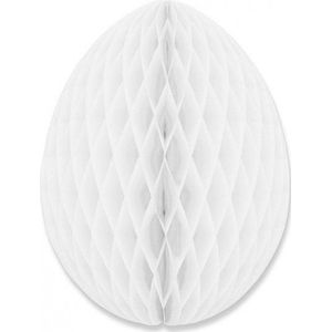 Hangdecoratie honeycomb paasei wit van papier 30 cm - Brandvertragend - Paas/pasen thema decoraties/versieringen