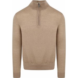 Suitable Merino Half Zip Trui Beige - Maat XL - Heren - Schipperstrui