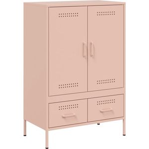 vidaXL - Hoge - kast - 68x39x101,5 - cm - staal - roze