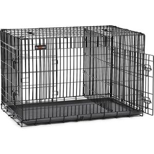 Feandrea HundeKäfig 2 Türen Hundebox Gitterbox Transportbox faltbar DrahtKäfig Katzen Hasen Nager Kaninchen Geflügel Käfig schwarz XXXL 122 x 81 x 76 cm PPD48H