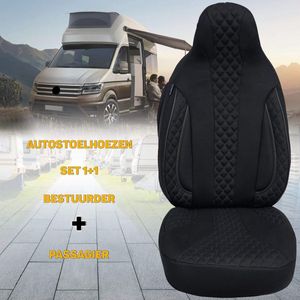 Stoelhoezen voor Peugeot Boxer caravan / camper in pasvorm, set van 2 stuks - bestuurder 1 + 1 passagierszijde - WPL - serie - WPL704 - Zwart