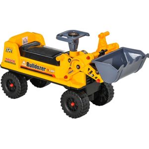 Graafmachine speelgoed - Loopauto - Loopwagen - Bulldozer - geel/zwart/grijs - 70 x 26 x 37 cm