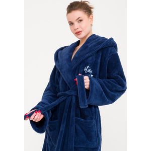 MAVILIEF - Welsoft badjas dames donkerblauw - Fluwelig & heerlijk warm