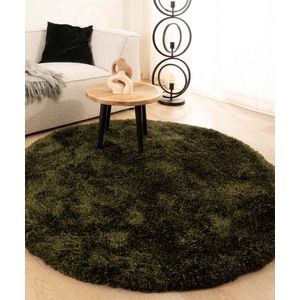 Rond shaggy vloerkleed - Meadow olijfgroen 300 cm rond