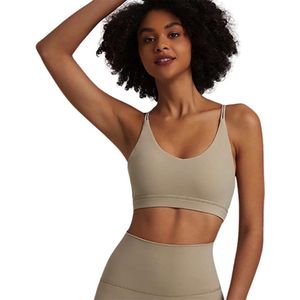 Naadloos Bustier Beige met Verwijderbare Cups - Sport BH - Sportbeha - Sport Dames Top - Comfortabele en Stijlvolle Ondersteuning - Beige - Size- S