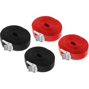 Snelspanbanden - 6 stuks-250 cm - Met 6 Gespen - Anti-Slip Spanbanden voor Auto, Fiets, Kajak, Motor en Surfplanken - Rood en Zwart