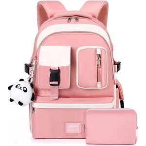 School Rugzak laptop tas voor tieners en meisjes, uniseks boekentassen voor studenten van de middelbare school vakantie en reizen Roze kleur