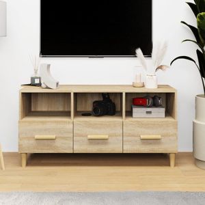 - The Living Store TV-meubel Modern - Sonoma Eiken - Voldoende opbergruimte - 102x36x50cm