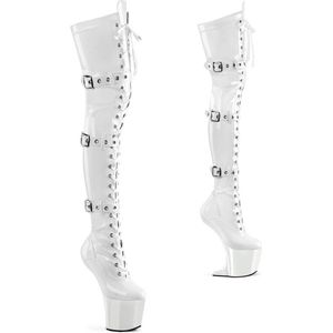 Pleaser - CRAZE-3028 Plateau Overknee Laarzen - US 6 - 36 Shoes - Wit