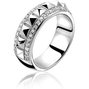 ZINZI zilveren ring studs wit ZIR993