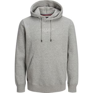 JACK & JONES Arie sweat hood slim fit - heren hoodie katoenmengsel met capuchon - lichtgrijs melange - Maat: L