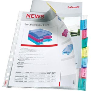 Esselte Premium A4 Index Showtas van Kunststof met 8 Tabs - 80 Micron - Transparant